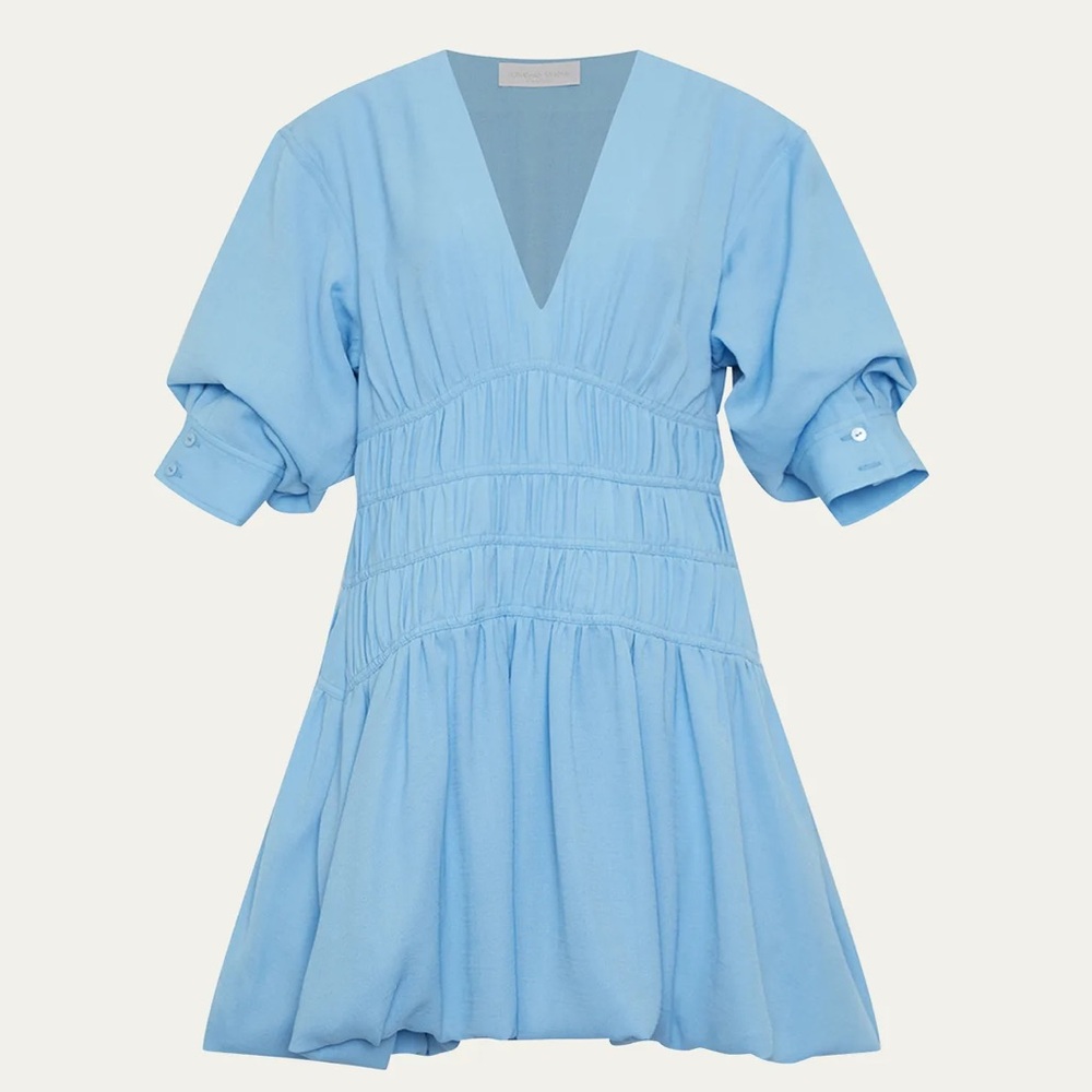 JONATHAN SIMKHAI NWT Diem Gauze Short-Sleeve Mini Bubble Dress